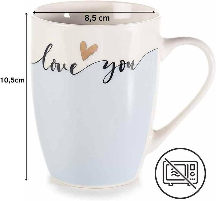 Grupo Darik Large Milk Coffee Mug 280ml | NOT Microwave Safe | Porcelain Mug | Breakfast Mugs | Original Mugs (BLUE)