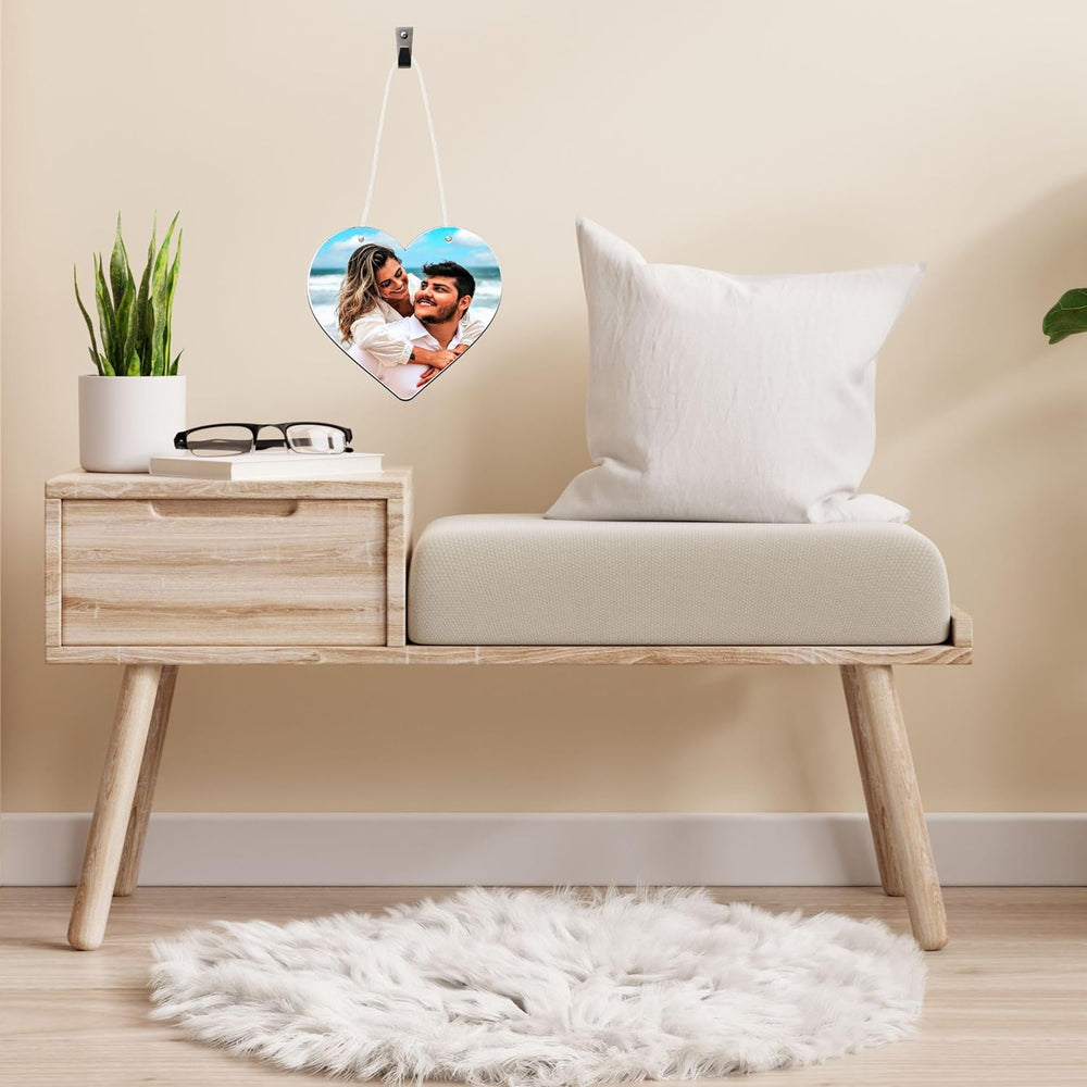 Grupo Darik Personalised Heart with Photo | MDF Wood | Includes Hanging Rope | Photo Frame | Poster | Fotopanel(HEART)