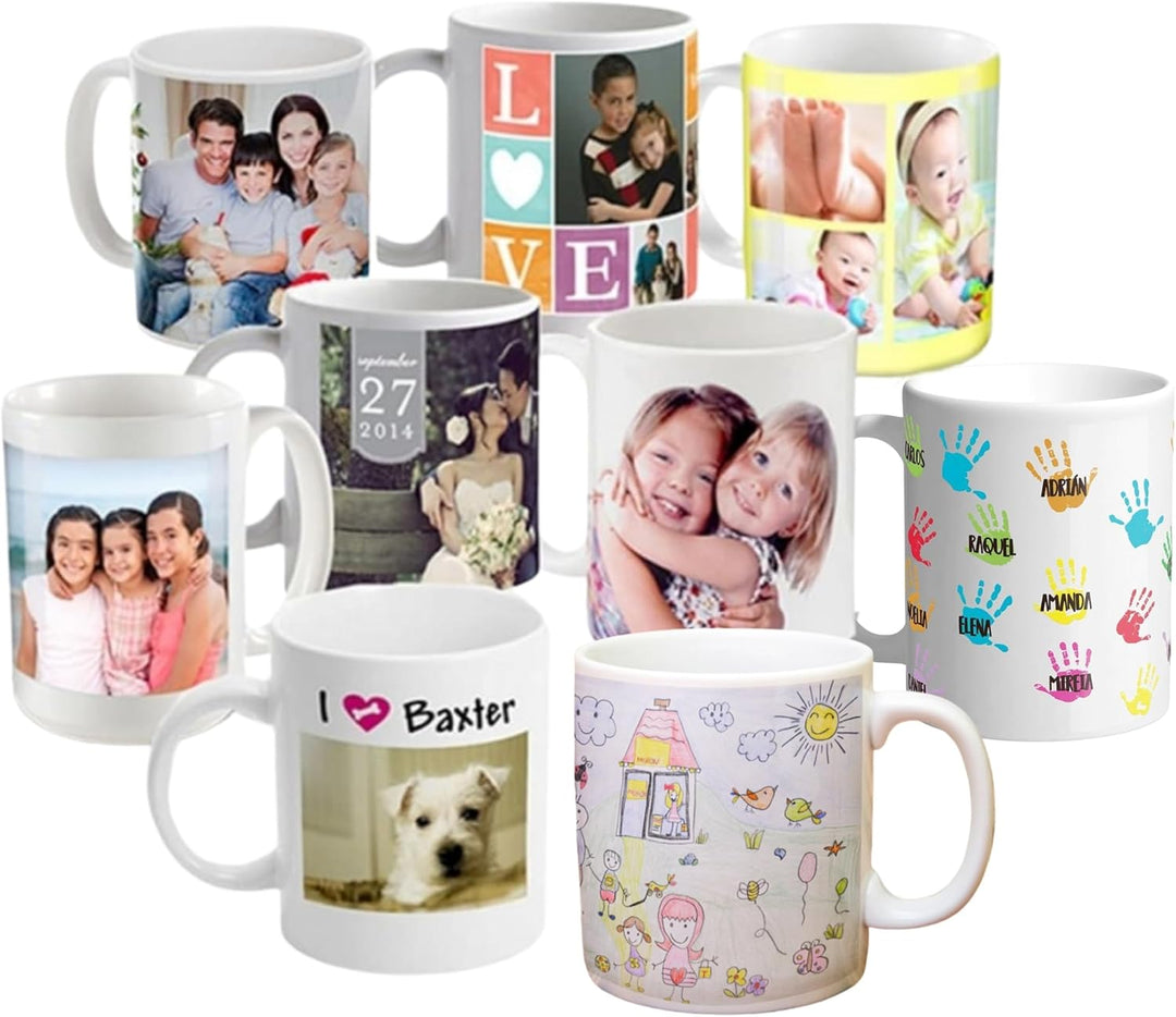 Grupo Darik Personalised Mug with Photo. Personalized Ceramic Breakfast Mugs. Original Gifts for Women and Men on Birthday. Personalized Gifts for Friends, Family and Couple