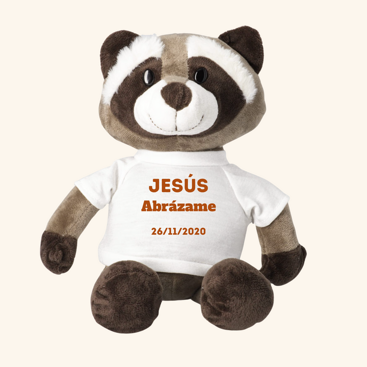 Mapache de Peluche Personalizable Hecho a Mano