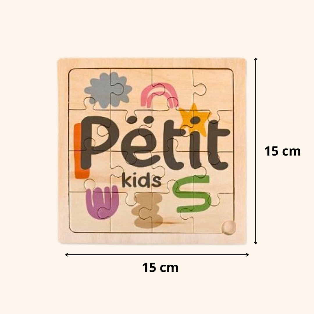 Puzzle de Madera Natural Personalizado – 16 Piezas (15x15 cm)