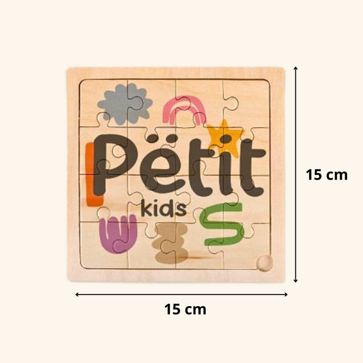 Puzzle de Madera Natural Personalizado – 16 Piezas (15x15 cm)