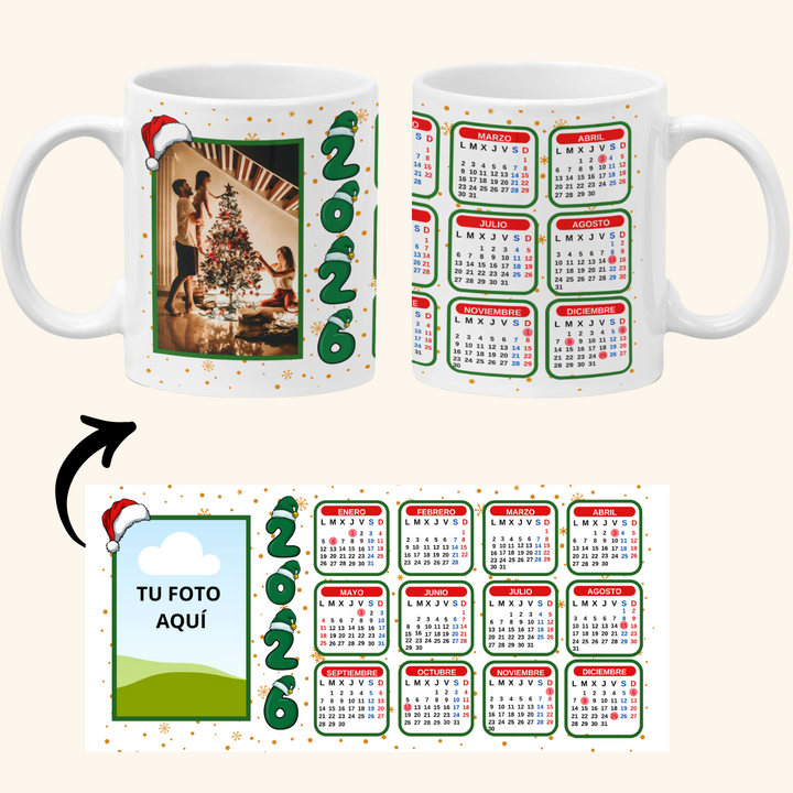Taza Calendario NAVIDAD 2026 con fotografia para personalizar