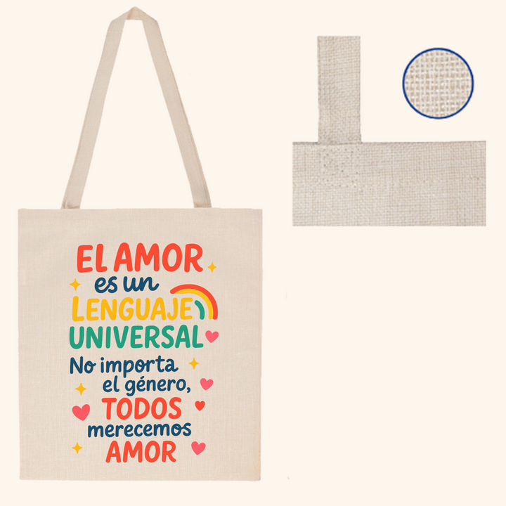 Tote Bag Ecológica de Símil Lino con Frase Inclusiva