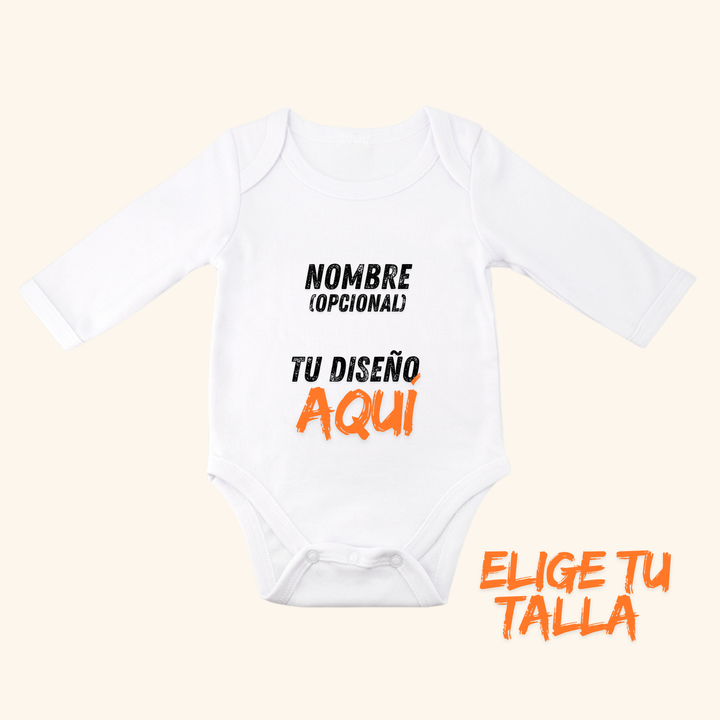 Body de bebé de manga larga personalizado | Con diseño y nombre opcional