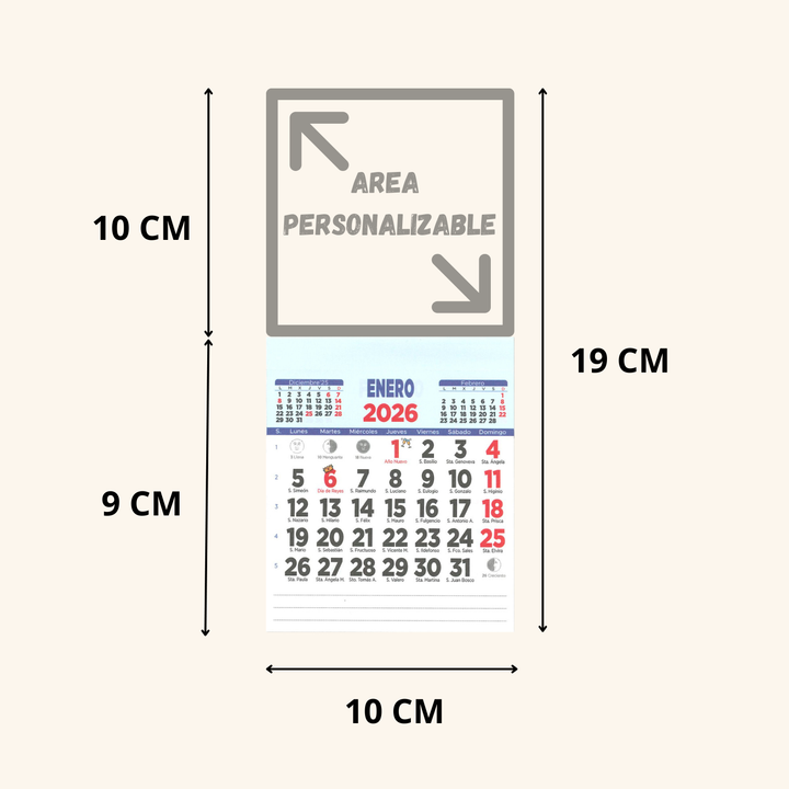 Calendario de Nevera Magnético 2026 10x20cm Personalizado con Tu Foto en Papel Fotografico