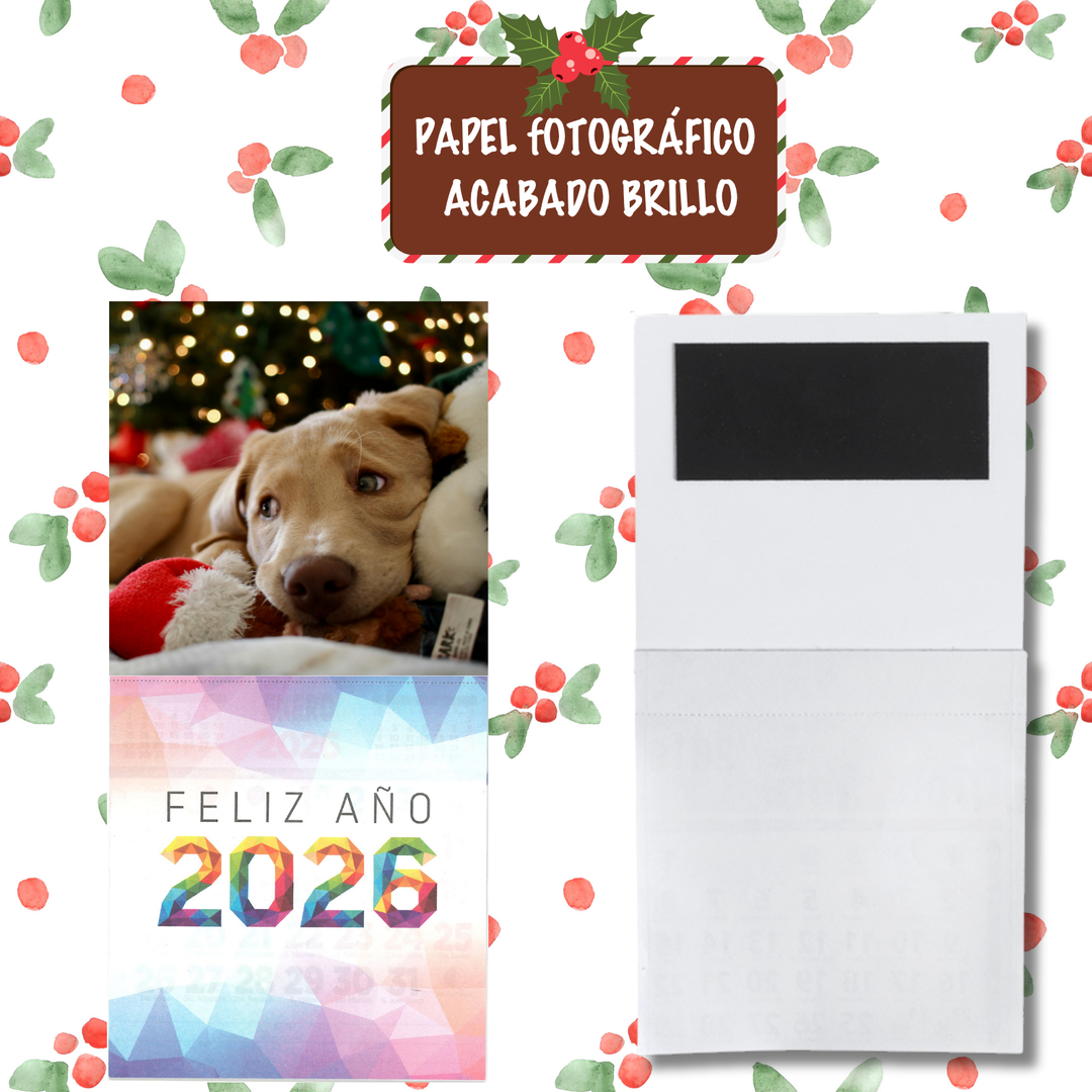 Calendario de Nevera Magnético 2026 10x20cm Personalizado con Tu Foto en Papel Fotografico