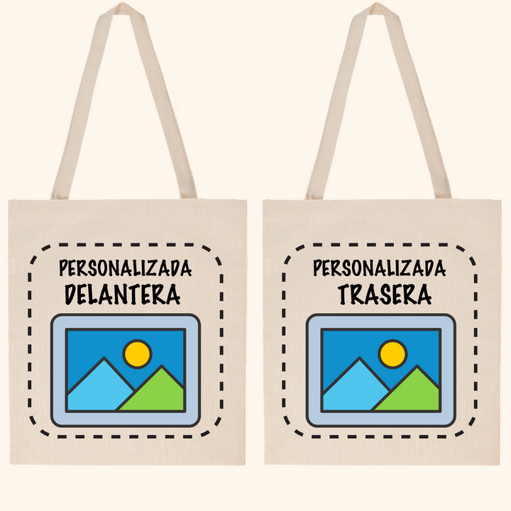 Totebag personalizada a 2 caras simil lino de asas largas