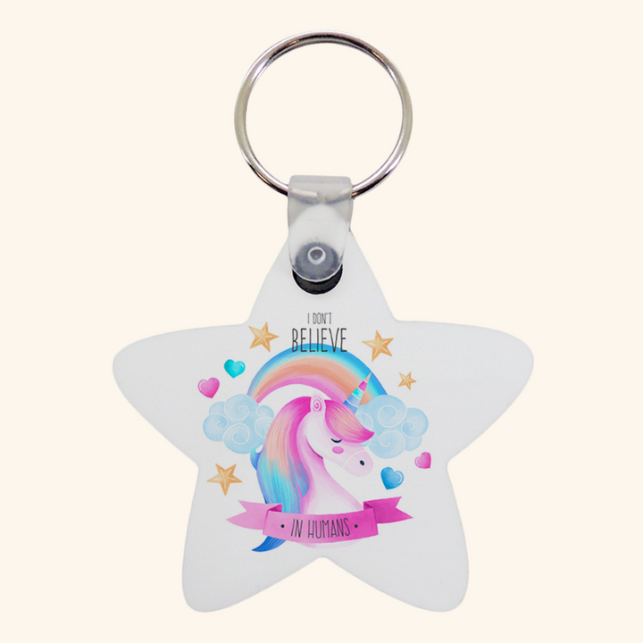 Llavero estrella en madera brillante personalizado a doble cara