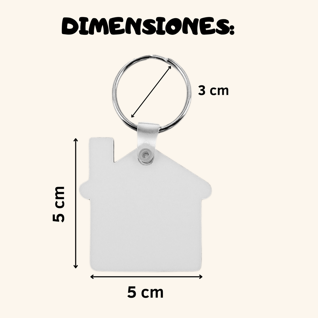 Llavero casita en madera brillante personalizado a doble cara