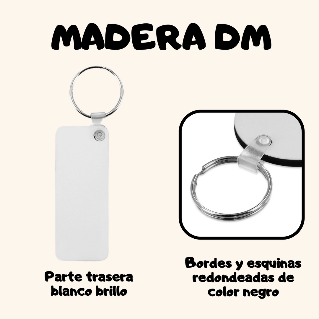 Llavero Matricula en madera brillante personalizado a doble cara