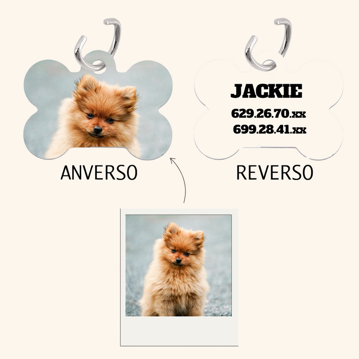 Plaquita de Mascota Personalizada con Foto y Texto – Identificación Única para tu Compañero