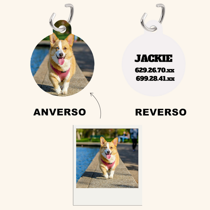 Plaquita de Mascota Personalizada con Foto y Texto – Identificación Única para tu Compañero
