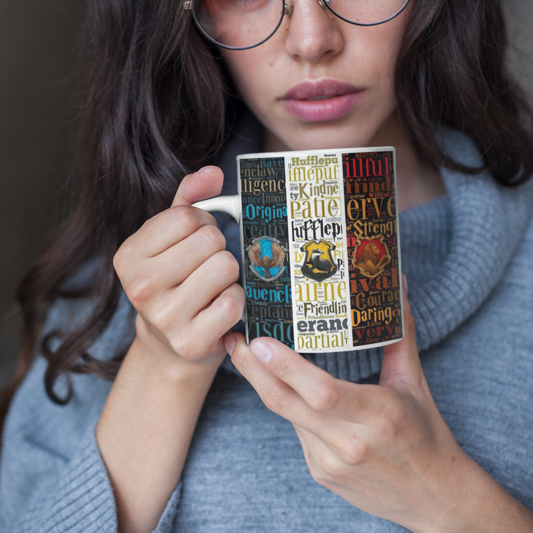 🧙‍♂️ Taza Banderas de Hogwarts de 11 oz – Escuelas de Harry Potter