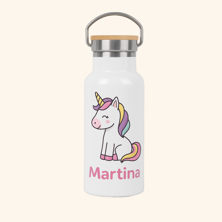 Termo de Acero Inoxidable Personalizable con Tapón de Bambú de 500ml.