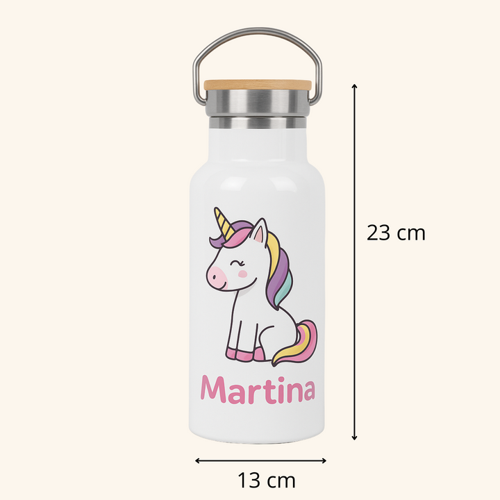 Termo de Acero Inoxidable Personalizable con Tapón de Bambú de 500ml.