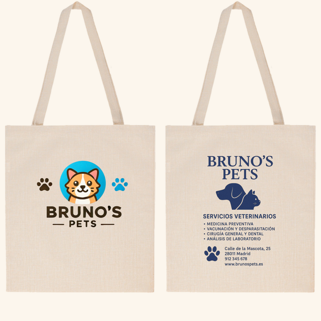 👜 Tote Bag Personalizado a 2 caras Simil Lino para Empresas | Merchandising con Tu Logo Desde